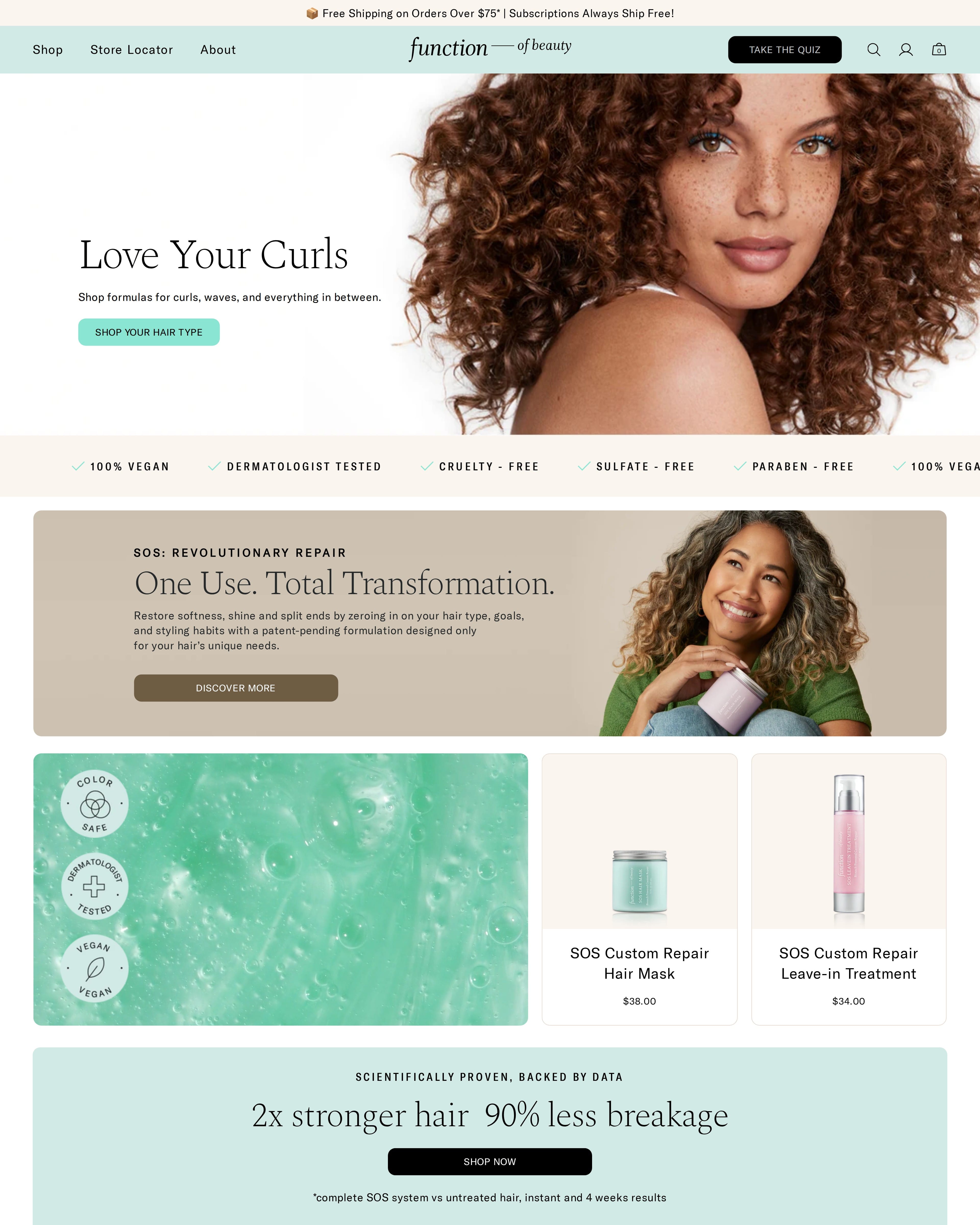 Function of Beauty Homepage