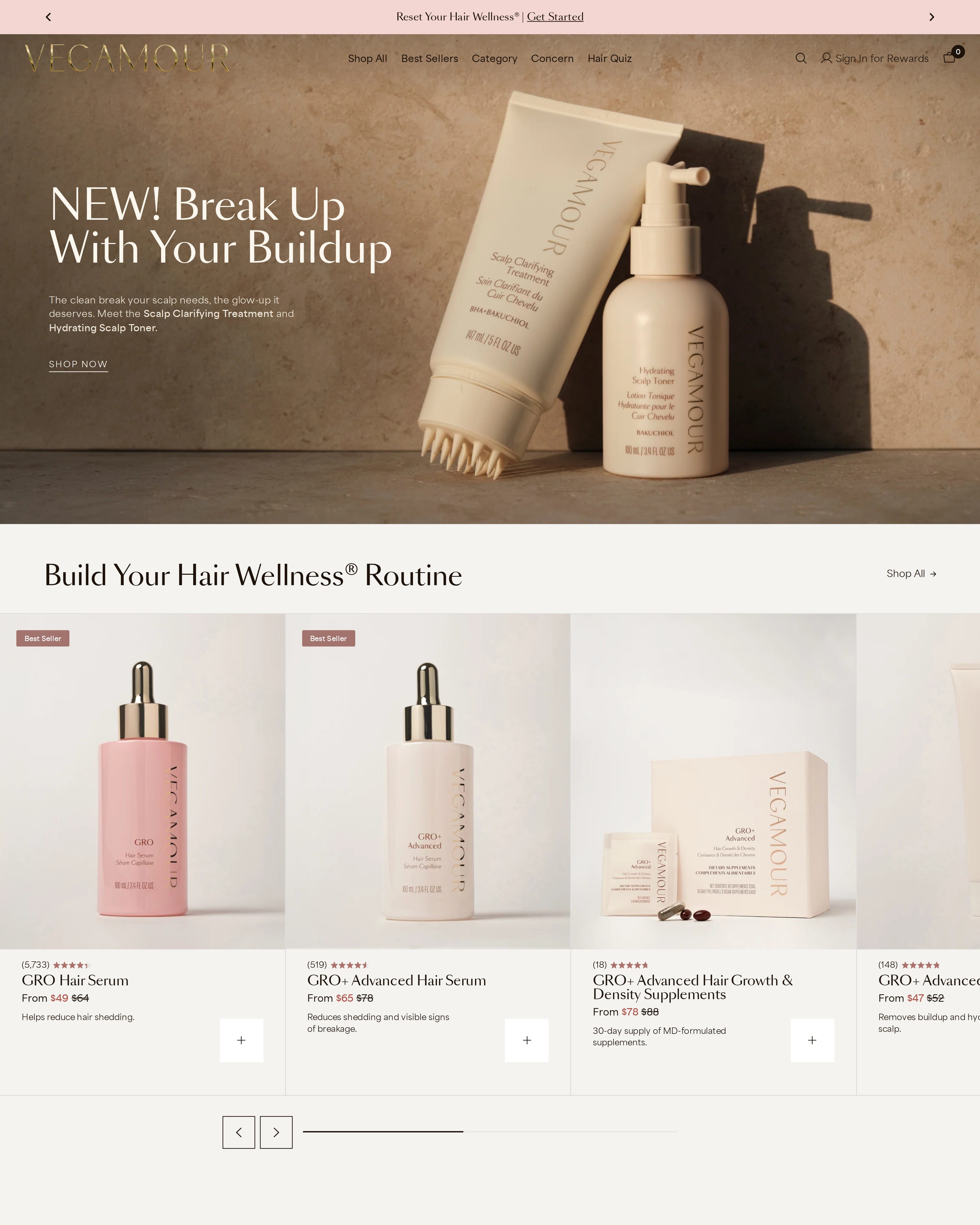 Vegamour Homepage
