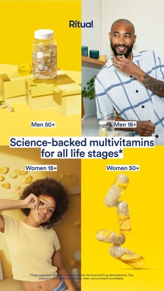 Ritual ad: Meet Ritual's line up of clean, science-backed health support with 100% of our ingredients